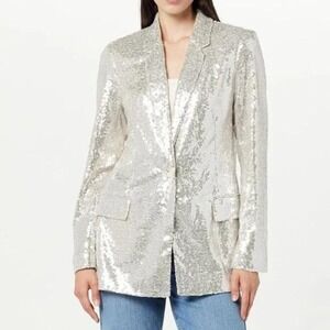 The Drop Womens Silver‎ Sequin Blazer Jacket XXL New With Tags Single Button